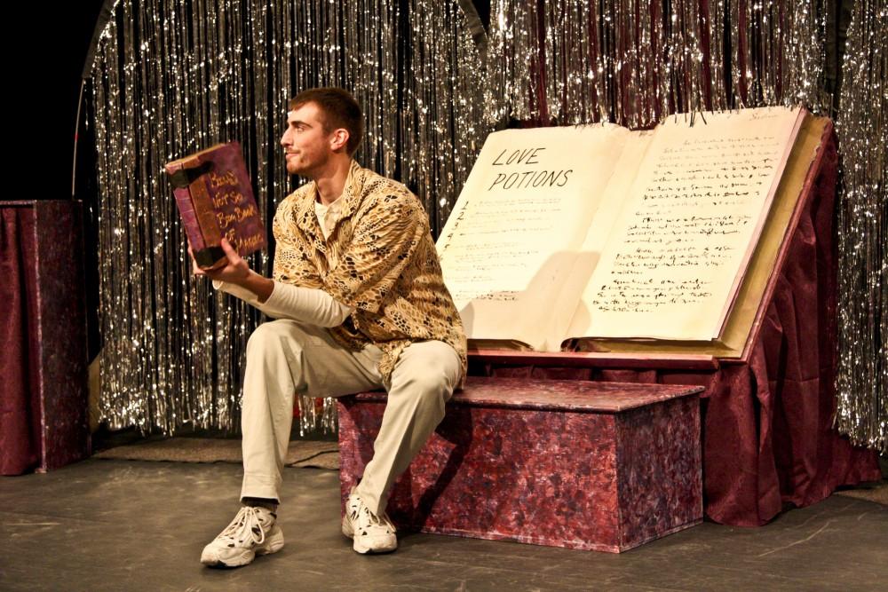 GVL Archive / Kelly BegerowTraveling Shakespeare: Patrick Kepley acts as Romeo from Romeo and Juliet during his performance of The Charms Wound Up: Magic in the Making. Bard to Go is a production put on by GVSU students where they travel to different schools performing Shakespeare. 