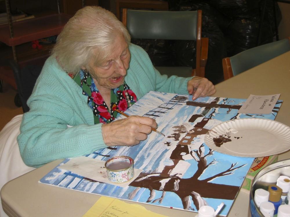 Courtesy Photo / nantralodge.bc.caA dementia patient uses art therapy to help cope. Art therapy allows for non verbal expression of emotions