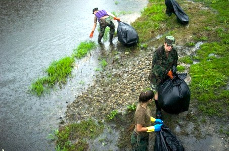 Courtesy Photo / mlive.com
Members of the Jackson Area Army JROTC program pick up trash and debris along the Grand River