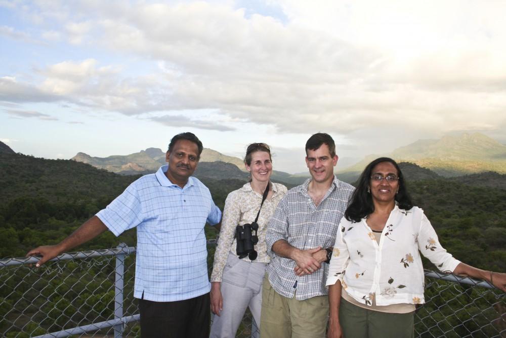 Courtesy Photo
Sunny Like, director of IISAC, Erin Naegle, Paul Keenlance and Shaily Menon are pictured at a watch tower in the Chinnar Wildlife Sanctuary.