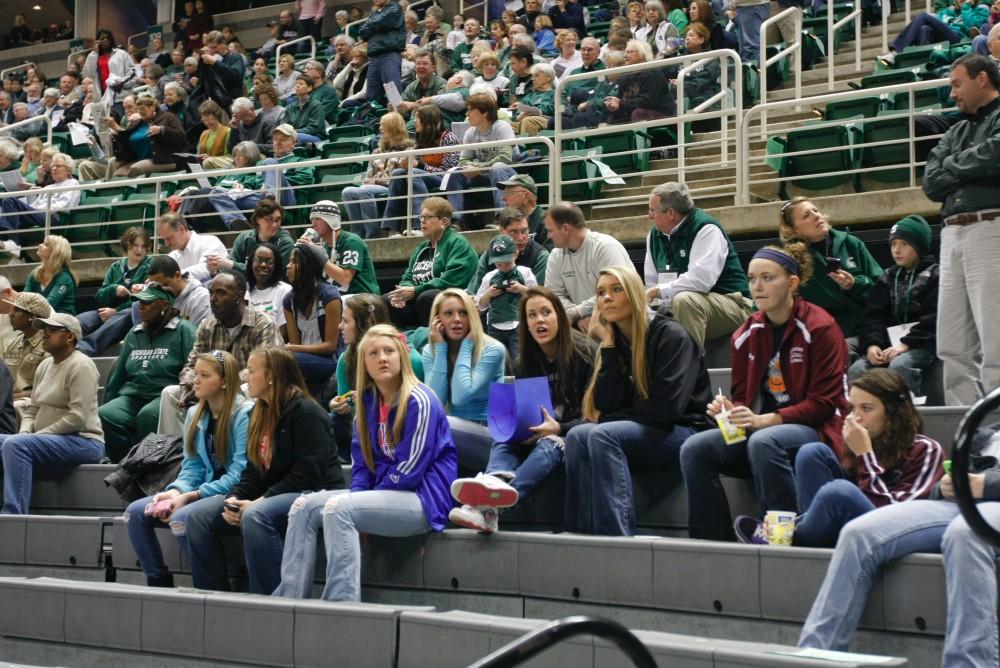 Grand Valley State University fans were few and scattered in the Breslin on Sundays game against the Spartans.