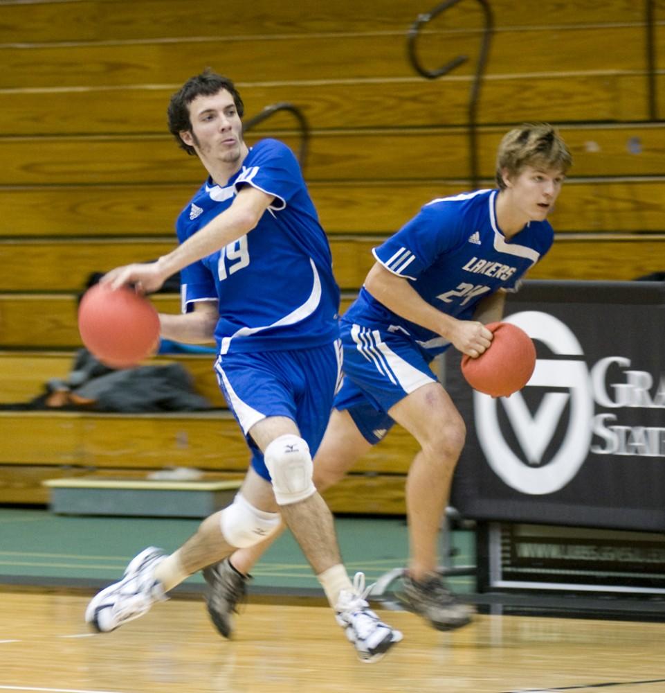 Sophomores Kyle Peltier and Dylan Fettig prepare to attack the opposing team