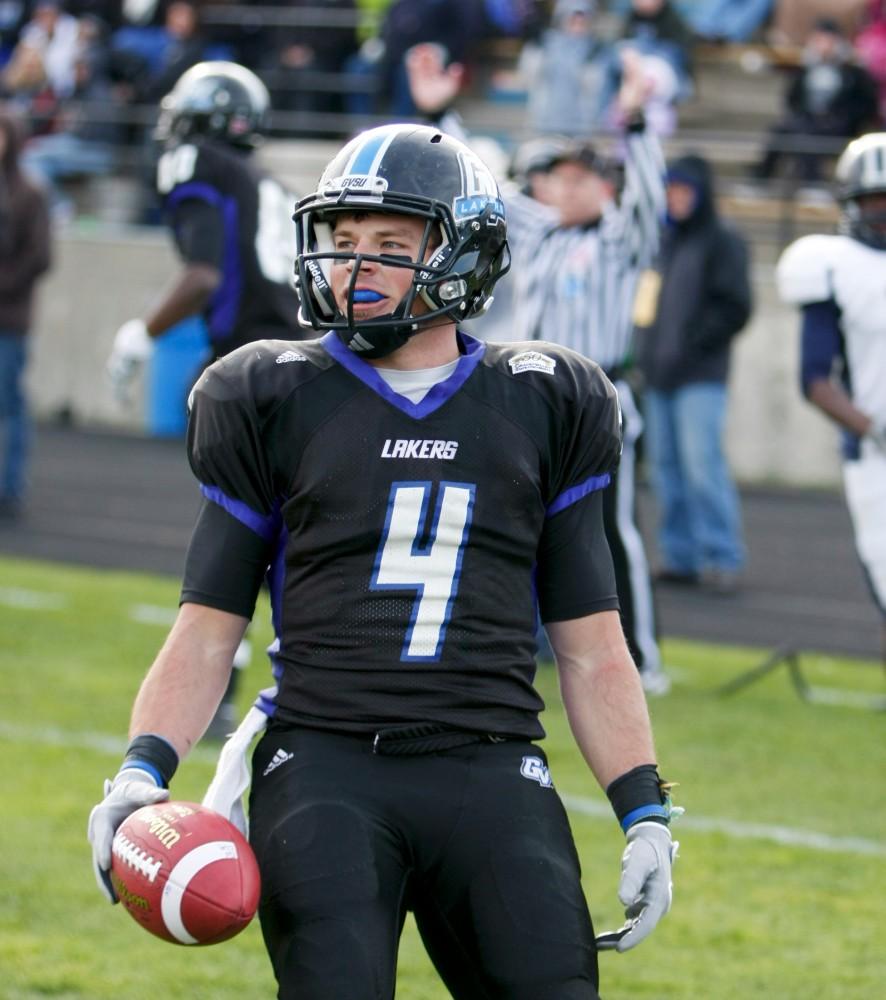 GVL / Eric Coulter
Running Back Justin Sherrod relaxes as he crosses over the end-zone during the play-off game against Colorado