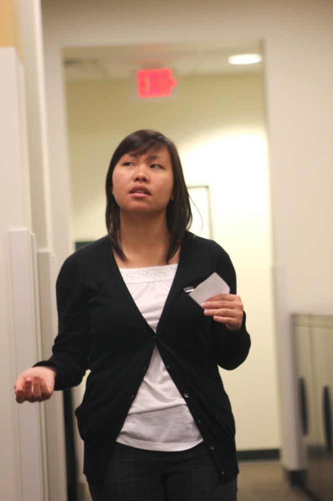 GVL / Eric Coulter
Xee Yang talks about the Hmong culture during the WTHmong! event in the Office of Multicultural Affairs