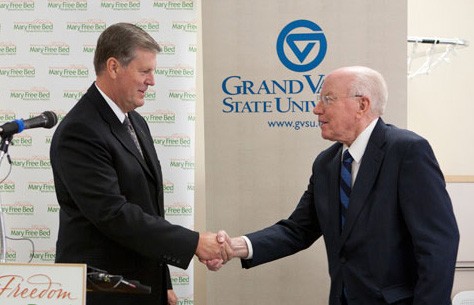 Courtesy Photo / gvsu.eduGrand Valley official discussed the Wounded Warrior Traumatic Brain Injury Project at a news conference on November 9th.