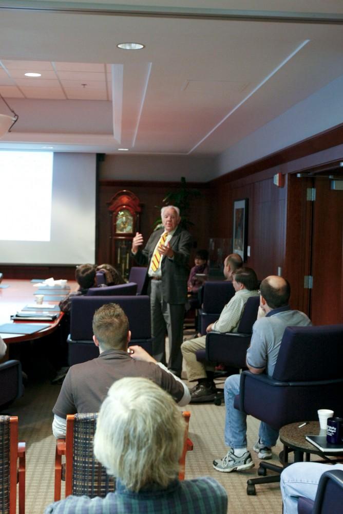 Dr. Fletcher Taylor Jr. addresses the participants at the first Biomedical Science lecture series