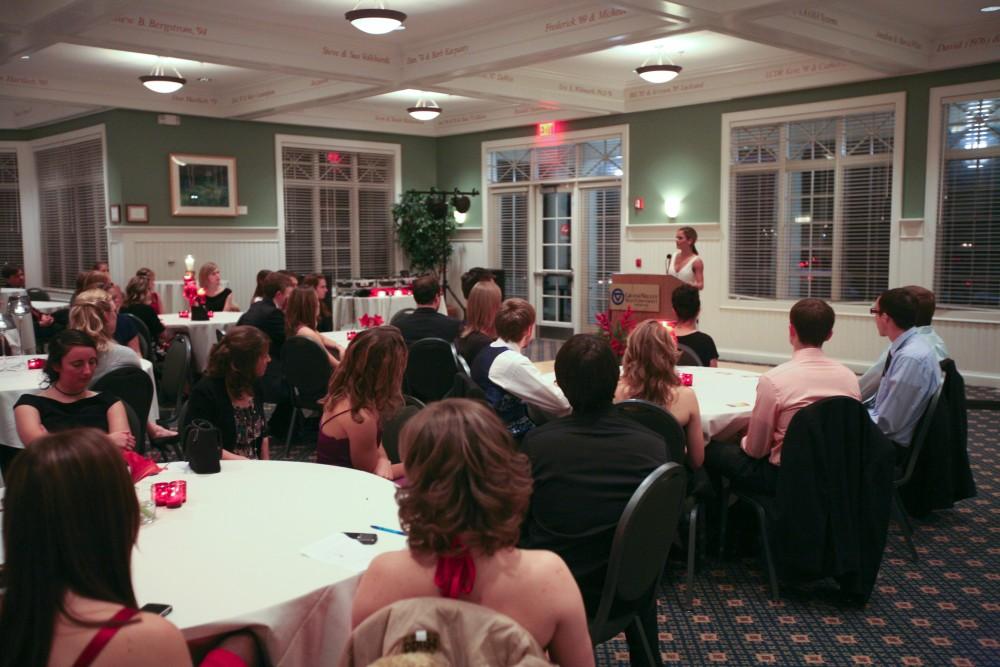 Miss Michigan talks about sex trafficking during the freedom formal on Saturday in the Alumni House