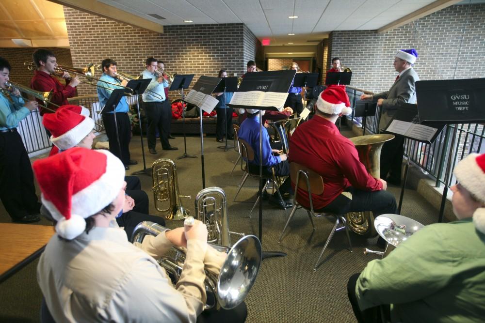 The sound of brass instruments filled Kirhof on Friday as they played holiday music on the Kirkhof balcony