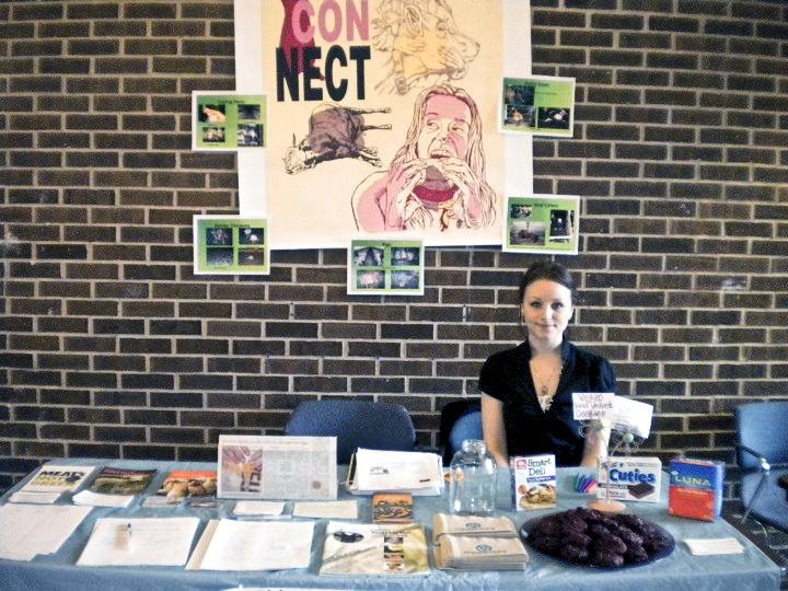Courtesy Photo / facebook.comLena Spadacene, President of The Humane Society of Grand Valley, works at a table in Kirkhof to help raise awareness. The HSGV will be holding Compassion in Fashion, a pet fashion show, this Friday.
