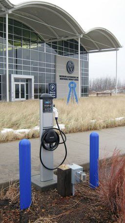 Courtesy Photo / Arn Boezaart
Grand Valley's MAREC building is the location of the universities first veicle charging station.