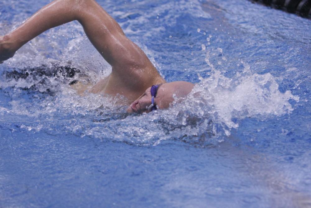 Junior distance swimmer David Hayhow during the GLIAC Championship meet