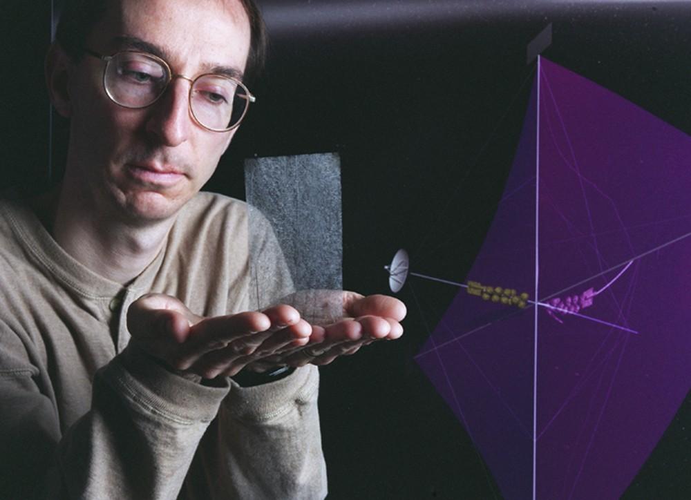 Courtesy Photo / 
Les Johnson hold a spall piece of solar sail material. Johnson will be speaking at Grand Valley on February 28th.