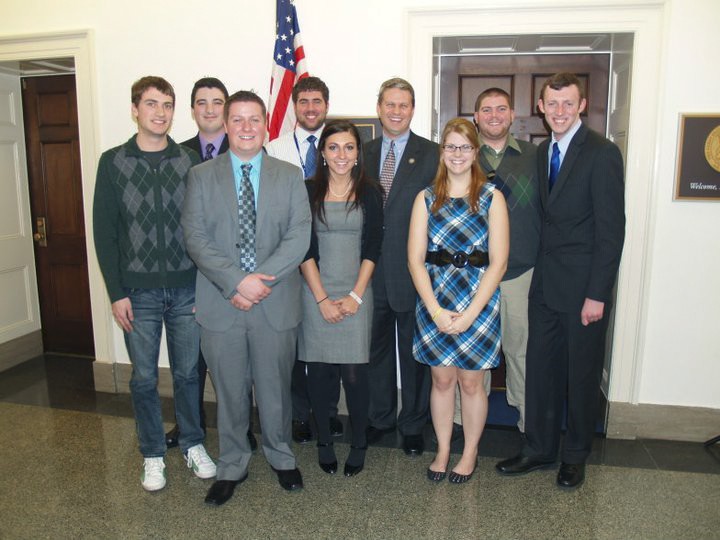 Courtesy Photo / facebook.comMembers of the Grand Valley State University College Republicans visiting Rep. Bill Huizenga