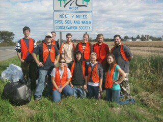 Courtesy Photo / Jessica Schwartz
GVSUs Soil and Water Conservation Society pictured during last Falls Adopt-A-Highway clean up. 
