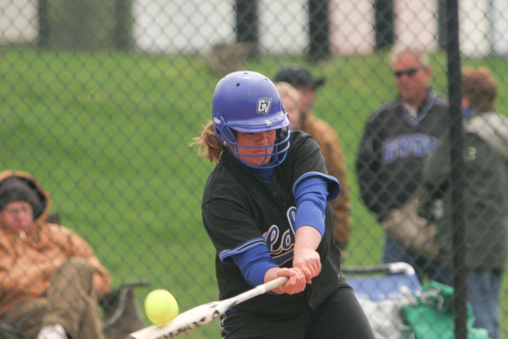 GVL Archive / Andrew Mills
Junior Carli Raisutis swings at a pitch during a game last year. The Softball team will be headed to Florida for Spring Break