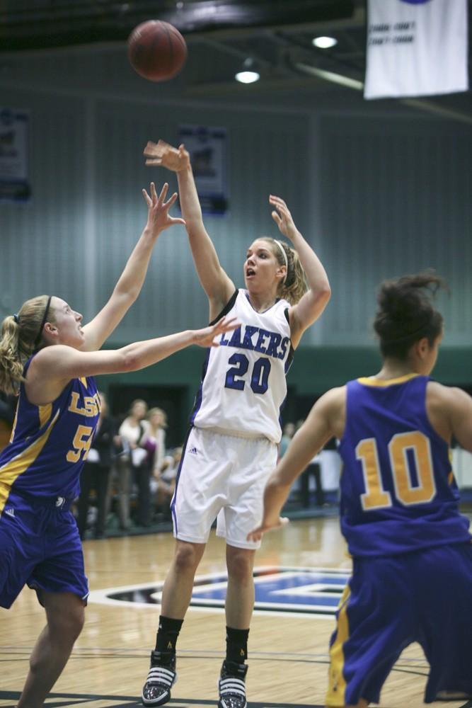 GVL Archive / Eric Coulter
Alex Stelfox throws up a shot during a past game. The Lady Lakers will be facing Northwood in the GLIAC Quarterfinals