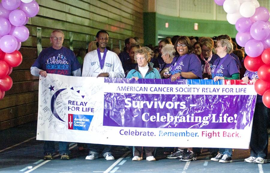 Participants in Relay for Life begin to march in Fridays event.