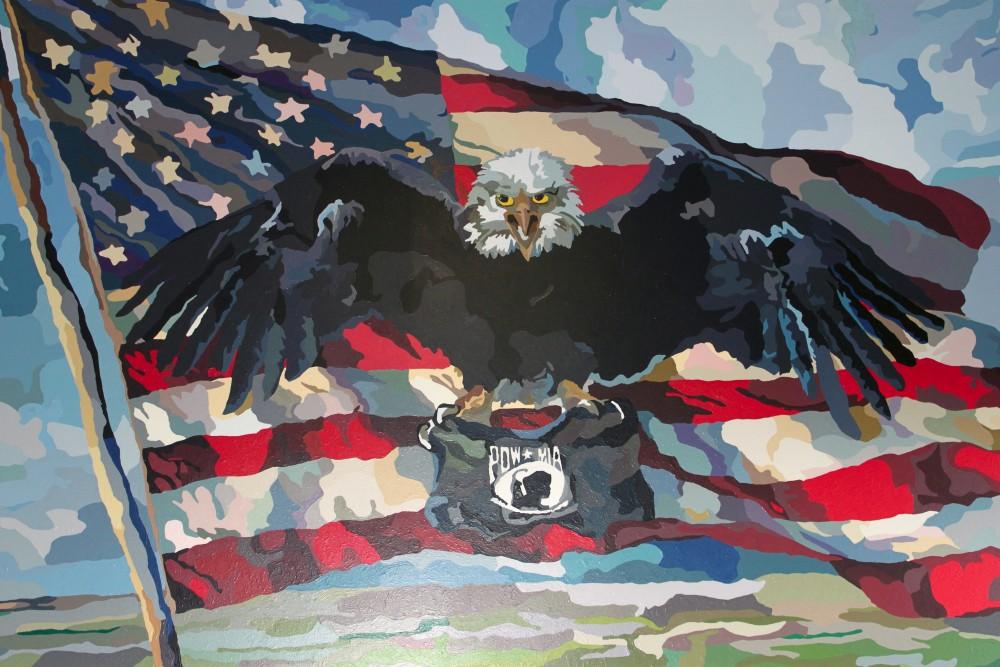 Courtesy Photo / Ken VanderWal
The GVSU Veterans Memorial mural located in the Central Utilities Building, painted by Joey Salamon