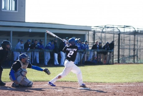 Senior infielder Cory Phillips connects with the ball during a past game. Phillips crossed home to tie with Southern Connecticut State in the fourth inning of their second Division II World Series matchup, but the Lakers were ultimately defeated 8-6.