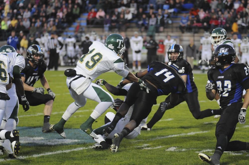 GVL / Eric Coulter
The Lakers hosted the Tiffin Dragons on Saturday. The Lakers emerged victorious with a 70-7 win over the Dragons. 