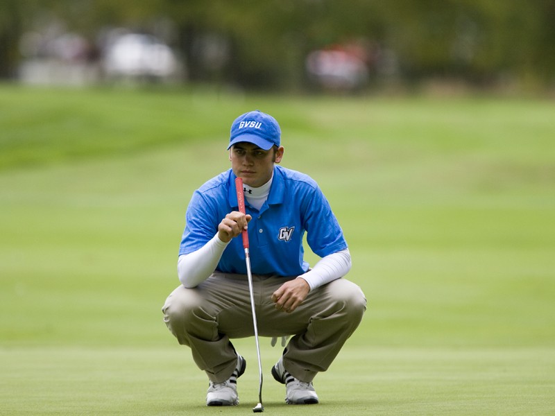 Courtesy Photo/ GVSU Athletic Department
Sophomore Chris Cunningham lines up a putt at a past match.