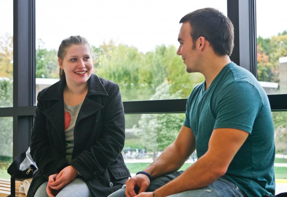 GVL / Eric Coulter
Patricia Kelly and Aaron Henley talk about children they have been tutoring. 