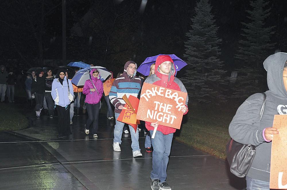 GVL / Eric Coulter
Take Back the Night with featured speaker Marta Sanchez ended with a silent march across camous that ended with a chorus of whistles and cheers, breaking the silence