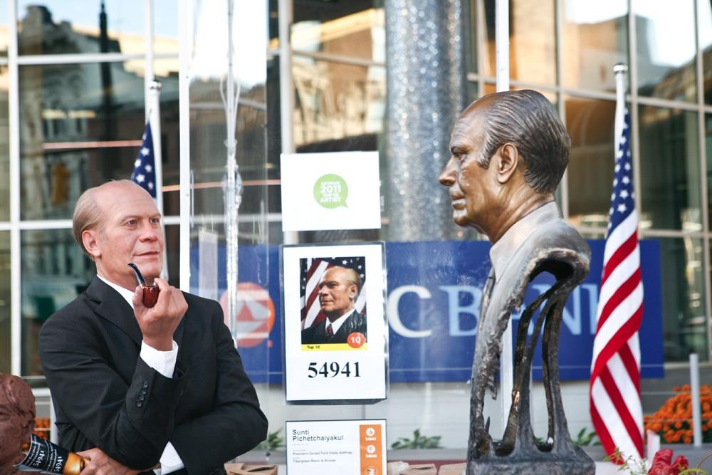 GVL / Eric Coulter
Sunti Pichetchaiyakul's "President Gerald Ford Visits ArtPrize" located at Barnes and Thornburg LLP