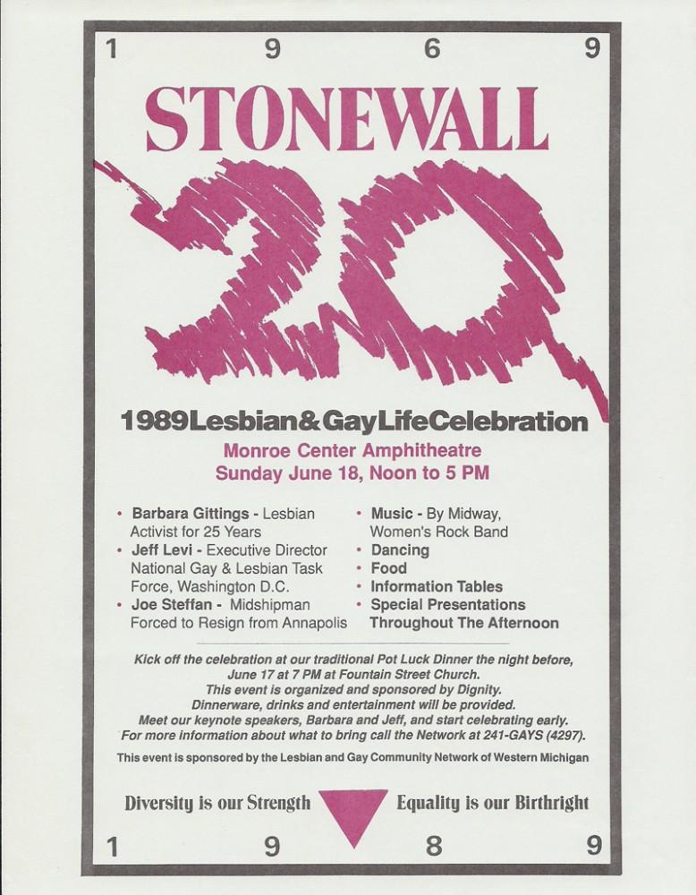 Courtesy Photo/ grandrapidslgbthistory.com
A flyer for the 1989 Western Michigan Lesbian and Gay Life Celebration.