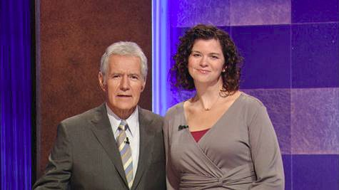 Courtesy Photo / gvsu.edu
GVSU Professor Ashley Shannon pictured with Alex Trebec on the set of Jeopardy. Shannon recently placed second on the show.