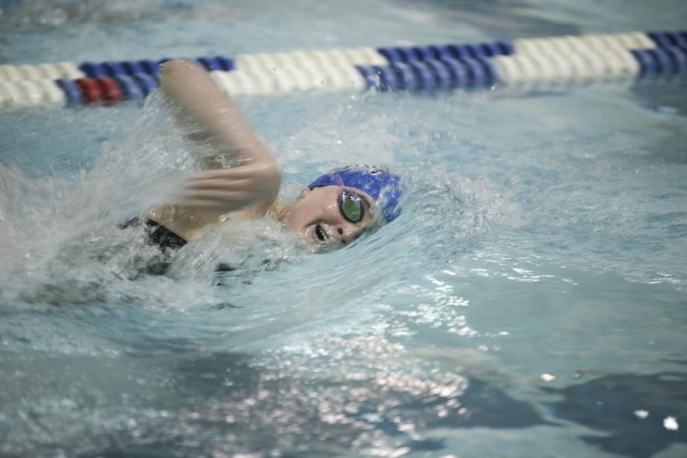 GVL Archive
Sophomore Ellen Wiese preforms the backstroke during the 400 yard IM at a previous meet. The Lakers are lined up to face MSU this weekend