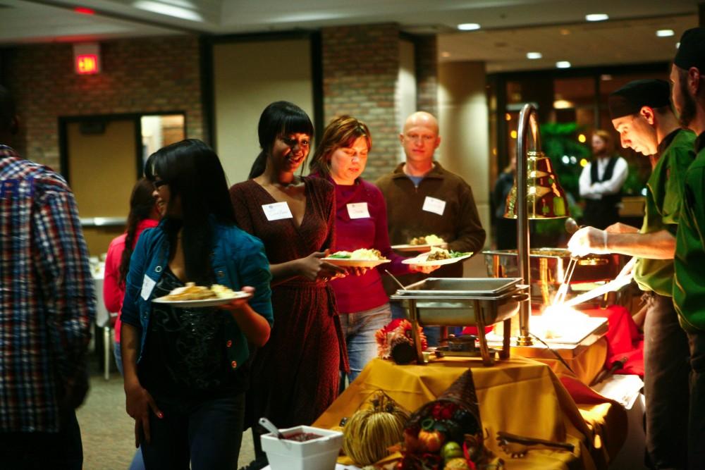 GVL / Eric Coulter
International Students enjoy a Thanksgiving dinner at the Eberhard Center on Friday