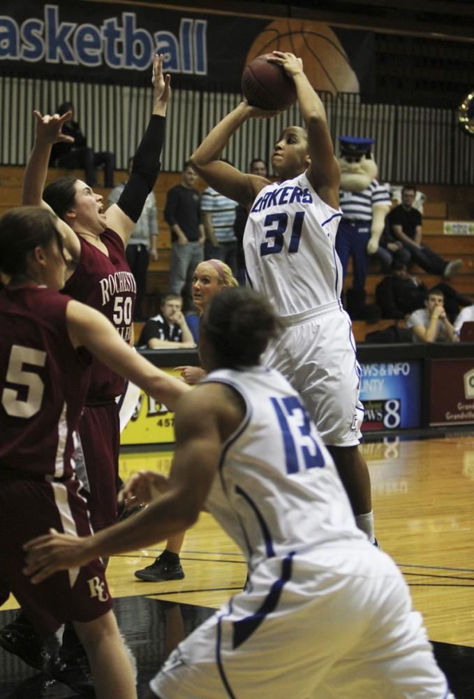 GVL / Robert Mathews / Junior guard Briauna Taylor during Saturday's match up against Rochester College.