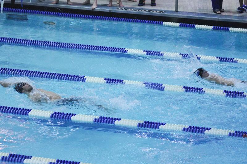GVL / Eric Coulter
Freshman Milan Medo leads the pack in the Mens 200 IM race