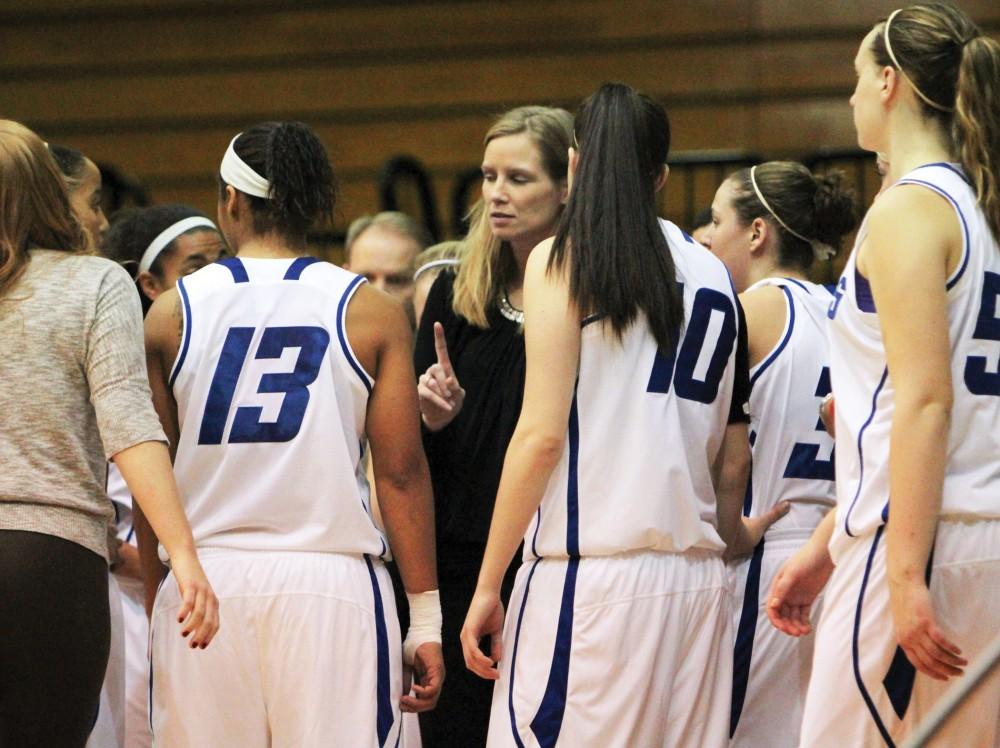 GVL / Archive 
Head coach Janel Burgess talking to the team during a time out.