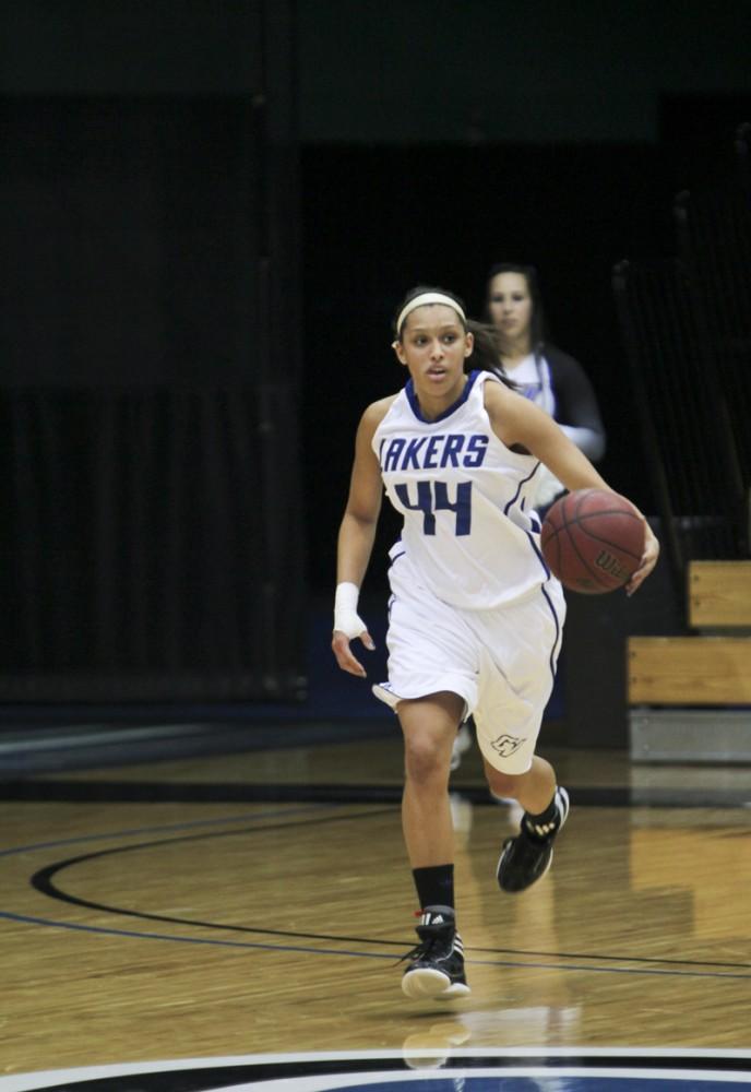 GVL / Robert Mathews
Guard Dani Crandall (44) drives the ball upcourt during the Lakers game against Hillsdale. GVSU was defeated 61-57.