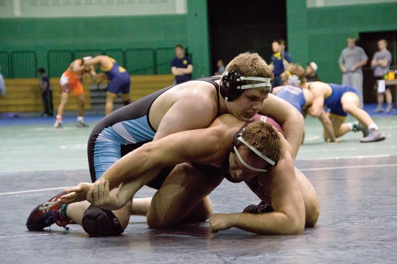 GVL / Robert Mathews 
A Laker wrestler at the Laker Classic Wrestling Tournament this past week in the Fieldhouse.