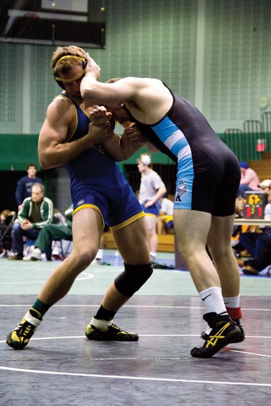 GVL / Robert Mathews 
Freshman Mark Crosetto at the Laker Classic Wrestling Tournament this past week in the Fieldhouse.