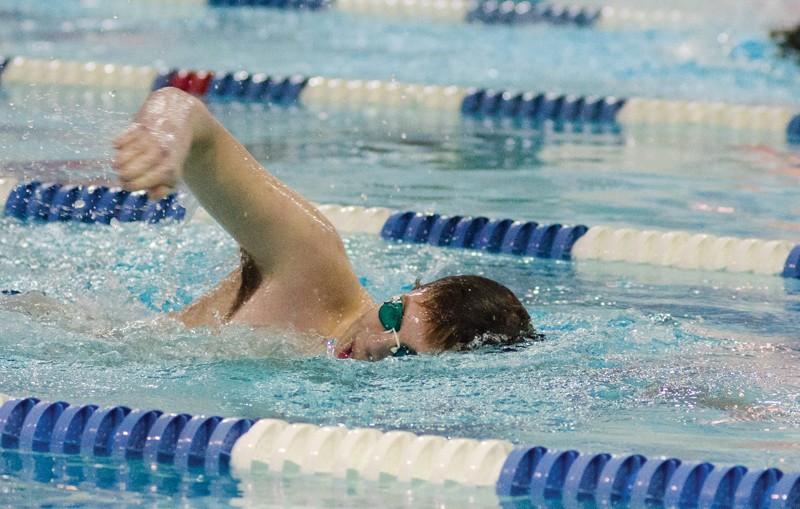 GVL / Bo Anderson

Scott Carpenter swims the 200 year freestyle event against CMU on Saturday.