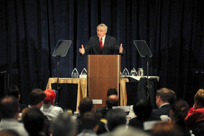 Courtesy Photo / mlive.com
Grand Rapids Mayor George Hartwell speaks during the State of the City address