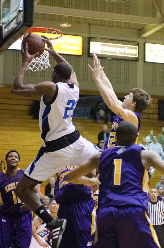 GVL / Bo Anderson

Tyrone Lee skies for a rebound over four Ashland defenders on Thursday.