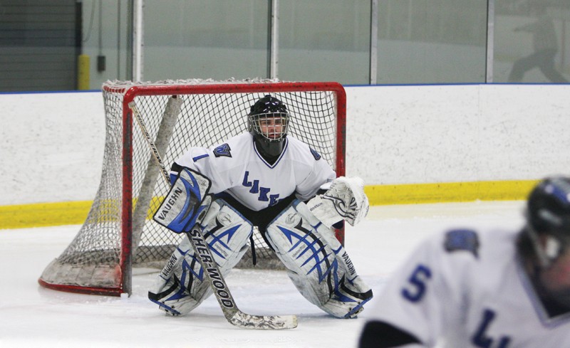 GVL / Eric Coulter
Senior goalie Josh Lavigne (1) during the lakers previous match against Hope College.