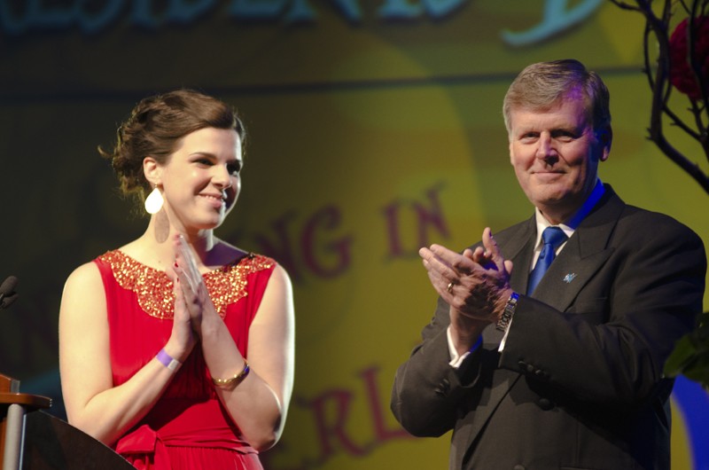 GVL / Bo Anderson

University President Thomas Haas and Student Senate President Natalie Cleary present an award during the 2012 Presidents Ball