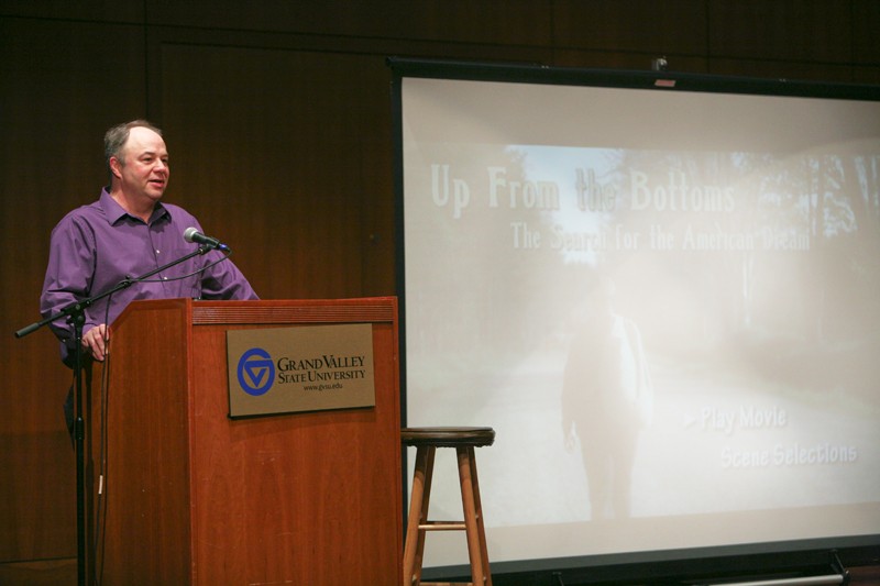 GVL / Eric Coulter
Professor Jim Schaub introduces his film Up From the Bottoms: The Search for the American Dream