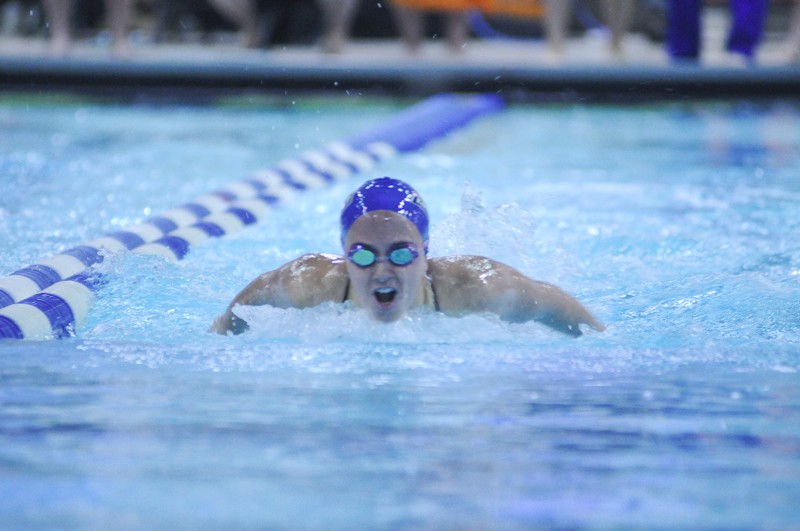 GVL Archive 
Sophomore Caitlyn Madsen received a GLIAC Championship in the 200 butterfly in a GLIAC, GLIAC meet record, school record and pool record with a final time of 2:01.45