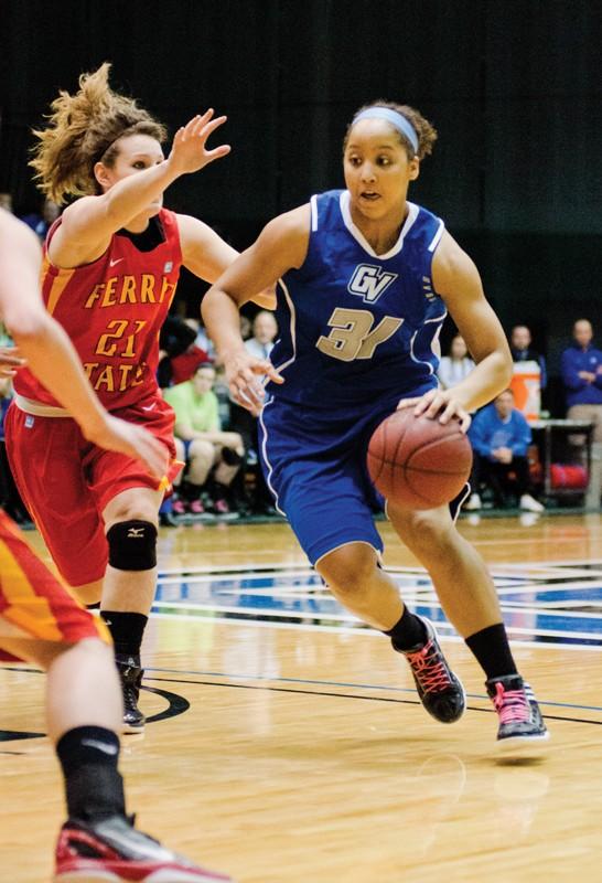 GVL / Bo Anderson

Briauna Tayler drives the lane against a Ferris State defender.