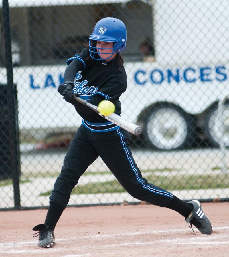 GVL / Eric Coulter
Briauna Taylor prepares to swing at a pitch from Rochester College