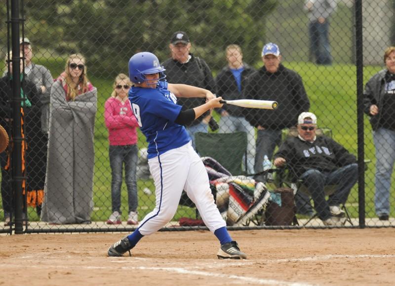 GVL / Bo Anderson

GVSU Sophomore Miranda Cleary makes contact with a pitch during the second game of Saturday's double header with SVSU