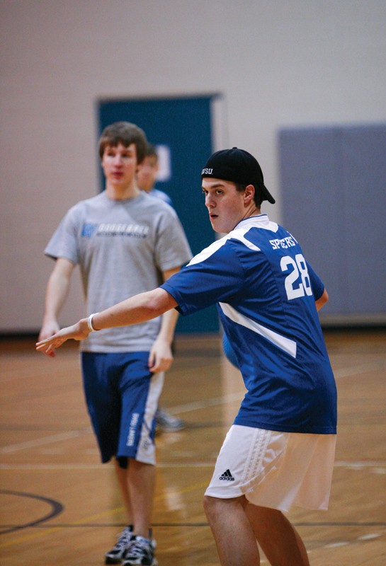 GVL / Eric Coulter 
Freshman Steven Speers at a recent dodgeball practice. 