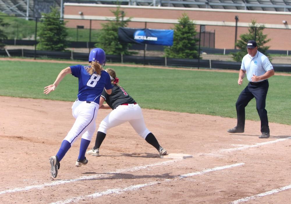 GVL / Eric Coulter
After a hit, Maggie Kerrigan runs toward first base